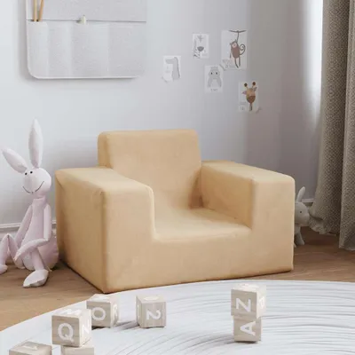 Produktbild von vidaXL Kindersofa Creme Weich Plüsch