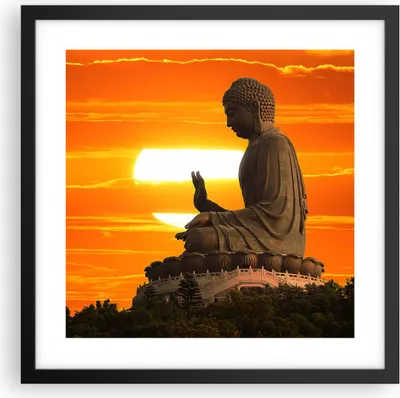 Produktbild von Gerahmtes Poster - Schwarzer Rahmen - tempel buddha - 40x40 cm - Wand Bild - Wanddeko - Wandbilder - Kunstposter - Wandposter - Bilderrahmen - Bilder - Kunstdruck - Wandbild - P2BAC40x40-3532