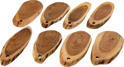 Produktbild von Soma Servierbrett Baumscheibe 4- o. 8-teilig Schneidebrett Holz Serviertablett Deko Akazie massiv 40 x 20 cm 8 Stück Masterbox