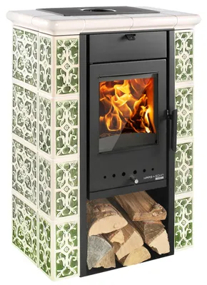 Produktbild von Haas+Sohn | Kaminofen Tirol 343.15-C perl-schwarz / grün-weiß | 6 kW