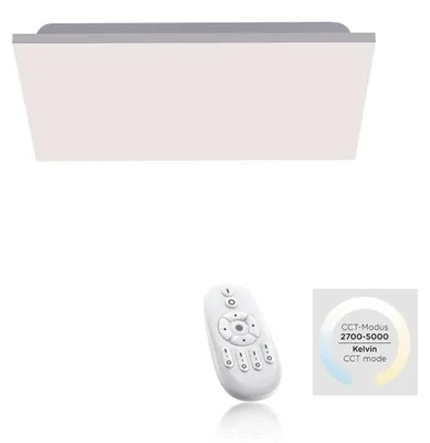 Zdjęcie produktu dla Plafon LED kwadratowy z pilotem CANVAS biały 29W Odcienie bieli 2300lm metal wym:7,2x44,5x44,5cm IP20 Paul Neuhaus