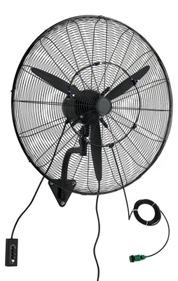 Produktbild von Industrieller Wandventilator - 81 cm Wandlüfter - Oszillierend - 3 Geschwindigkeitsstufen - Verstellbarer Neigungswinkel - Mit Nebelfunktion - Für Werkstatt Garage Lager - Schwarz
