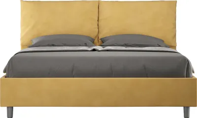 Produktbild von ITYHOME - Gepolstertes Bett mit Lattenrost 160x200 mit Mikrofaserbezug Ocker Antea
