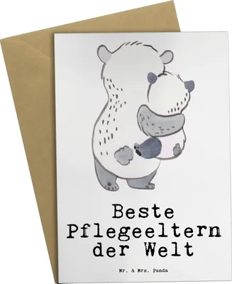 Produktbild von Mr. & Mrs. Panda Klappkarte Panda Beste Pflegeeltern der Welt - Weiß - Geschenk, weihnachtskarten, Adoption, Geschenkidee, dankeskarten, Familie, einladungskarten, Eltern