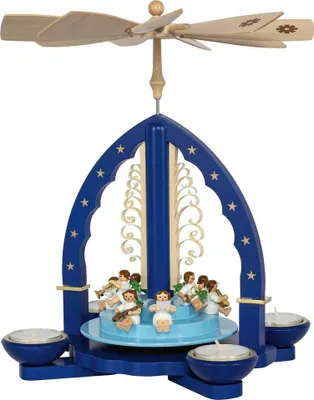 Produktbild von Pyramide Engelkonzert blau für Teelichter und Kerzen Höhe 27cm