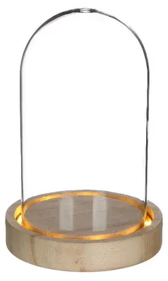 Produktbild von LED-Glasgefäße mit Holzsockel Ø10cm (1 Stück) [IFS-29498]