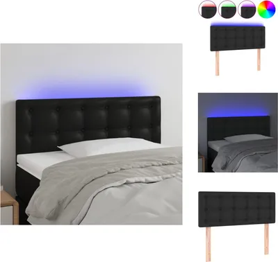 Image de vidaXL LED Tête de lit Noir 80x5x78/88 cm Similicuir - Tête & Pieds de lit