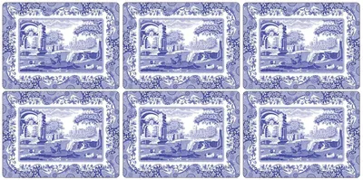 Obrázok produktu pre Sada 6 podtáciek, talianskej výroby, modrej farby, rozmer 30,5 x 23 cm