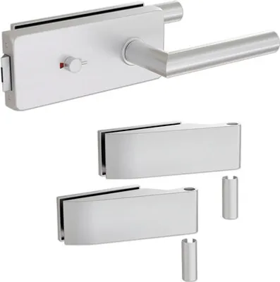 Produktbild von Pertura Glastürbeschlag Aiko Studio WC Silber inkl. 2 Rahmenteile für Holzzargen