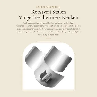 Produktbild von Fingerlinge aus Edelstahl – Fingerlinge aus Silikon – Fingerlinge für die Küche – 3 Stück – Verstellbar – Leicht zu reinigen
