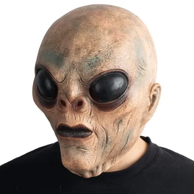 Latex-Maske Außerirdischer – Vollkopf, Grusel-Maske für Halloween