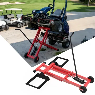 Image de XINZI - Cric hydraulique pour tracteur de pelouse, capacité jusqu'à 227 kg, réglable en hauteur et en largeur, tondeuse pliable pour tondeuses autoportées et quads