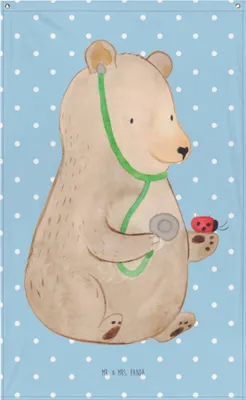 Produktbild von Mr. & Mrs. Panda Wandschmuck Bär Arzt - Blau Pastell - Geschenk, Hängedeko, Doktor, Wandteppich, Doktorin, Professor, Ärztin, Stoff Wandbild, Teddy, Gobelin