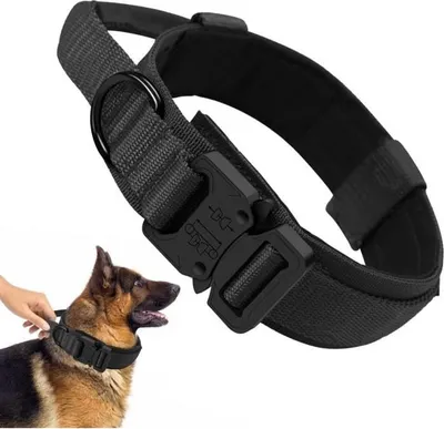 Produktbild von Hundehalsband – K9 – Verstellbar – Strapazierfähiges Nylon – Gepolsterter Griff – Größen: Mittel und Groß