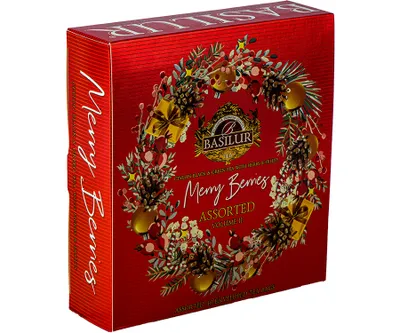 Zdjęcie produktu dla Basilur MERRY BERRIES vol II ASSORTED herbata czarna zielona owocowa ZESTAW herbaciarka - 10x1,5g, 10x1,8g, 20x2g