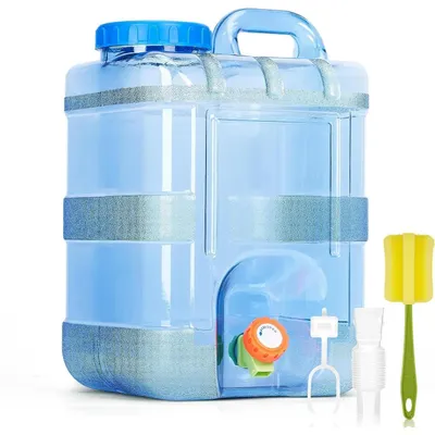 Produktbild von Wasserkanister 15L mit Hahn und Schraubdeckel, BPA-frei, Transparent Blau