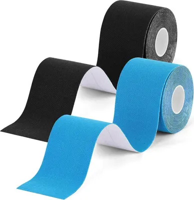 Image de ACWOO Kinesiotape 5mx5cm noir+bleu 2 rouleaux Physiotape