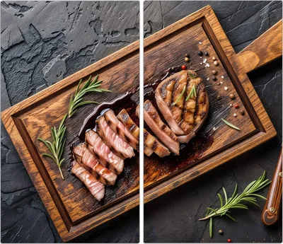 Produktbild von Spritzschutz Herdabdeckplatte Schneidebrett aus Glas Servierbrett Fleisch 2-Teilig (60x52cm)