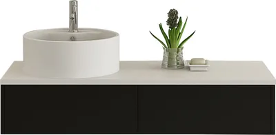 Produktbild von Jet-Line Design Badset Biel schwarz hochglanz Keramikbecken PushOpen Moebel Badezimmer Bäder Badausstattung