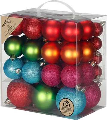 Produktbild von Weihnachtskugeln Kunststoff 4-8cm Mix 54er Set - Mille Fiori