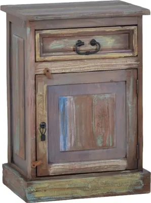 Produktbild von MiaMöbel Nachttisch Cancun 49x70x35 cm Shabby Chic Massivholz Pinie Bunt