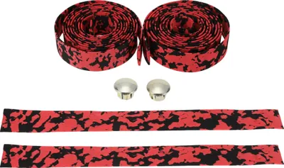 Image de Ruban De Guidon De Vélo Motif Camouflage Antidérapant | Ruban De Poignée De Guidon De Vélo Rouge Noir 1 Paire