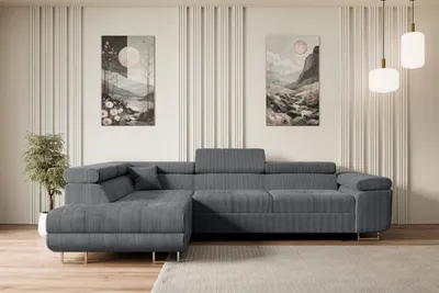 Produktbild von ALTDECOR Ecksofa mit Schlaffunktion und Bettkasten GUSA-L - 272x202x107 cm Duneklgrau - Corner Sofa Bett Eckcouch Couch L-Form Schlafcouch Ausziehbar Wohnlandschaft Schlafsofa Cauchsofa