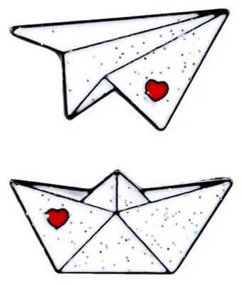 Produktbild von 2er Set Papierschiff Papierflieger Brosche Segelboot Pin Flieger Boot Origami