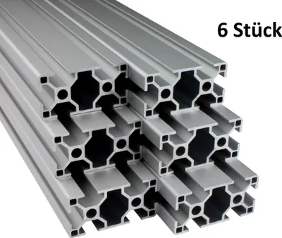 Produktbild von Alu Profil 6 Stück 30x60mm 2m System-, Montage-, Konstruktionsprofil Nut 8