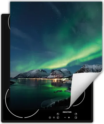 Produktbild von DarHaus Herdabdeckplatte 45x52 cm Anti Rutsch Matte Aufrollbar, Polarlicht
