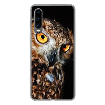 Produktbild von MuchoWow® Handyhülle Schutzhülle Hülle für Huawei P30 Eule - Schwarz - Gelb Silikon Softcase Handy Hülle - Kartenbesitzer