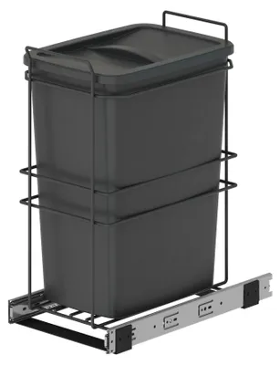 Produktbild von Emuca Recycling-Behälter für die Küche, 35 L, Bodenbefestigung und Handauszug, Kunststoff anthrazitgrau