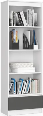 Produktbild von Büroregal AKORD R60 Büro-Bücherregal Weiß Front Graphitgrau B60 x H180 x T35 cm