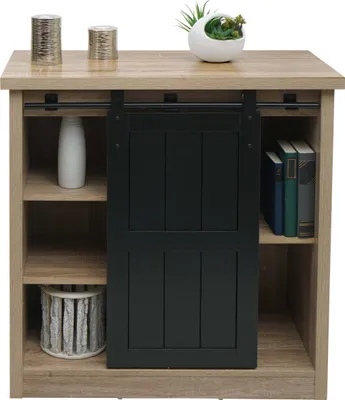 Immagine prodotto di Cassettiera HWC-K75, ripiano dell'armadio, anta scorrevole 5 scomparti, metallo industriale effetto legno 84x80x40cm ~ colore naturale