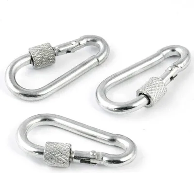 Produktbild von Mit Schraubsicherung Stahl verzinkt Karabinerhaken 6mm  10 Stück    Drahtseil