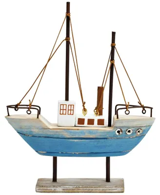 Image de Bateau Présentoir déco sur pied Présentoir bois multicolore 17x22x4 cm