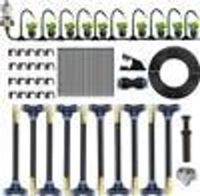 Produktbild von Garten Bewässerungssystem, Freie Biegung Sprühnebel Kühlung Bewässerung Kit mit 10 Nebeldüsen und 10M Schlauch, Tropfchenbewässerung Gartenbewässerung Wasserkühlung Wasserzerstäuber