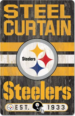 Produktbild von NFL Pittsburgh Steelers Slogan Wood Sign Holzschild Holz 43x28cm Steel Curtain