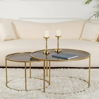 Image de Aedion – Table basse, 80x80x43h cm or bronze, ensemble de 2 tables