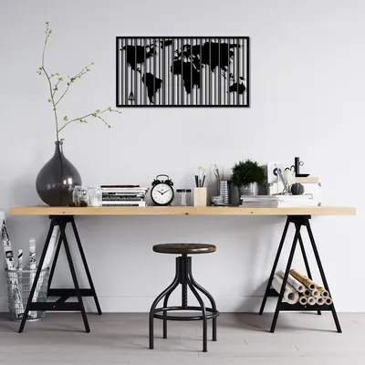 Immagine prodotto di Wallity, Wold- SKL2349, Nero, Altre decorazioni per la casa, 90 x 47 cm, 100% metallo (Spessore: 1