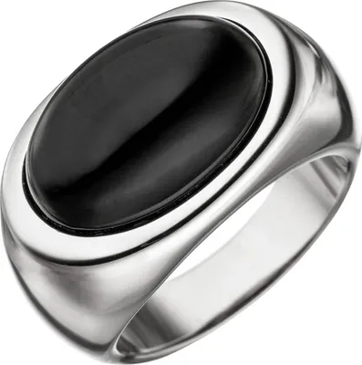 Produktbild von Gr. 54 Damen Ring 925 Sterling Silber 1 Onyx schwarz Silberring Onyxring