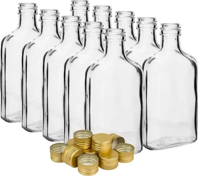 Produktbild von 10 x200ml leere Glasflaschen mit Verschluss Eckig Likörflaschen Flasche