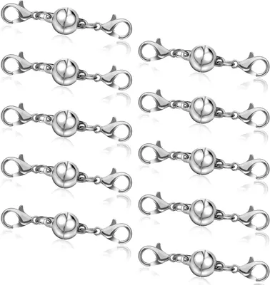 Productafbeelding van Magnetische Sluitingen - Kreeft Sluiting Connector - Sieraden Maken - Dubbele Karabijn - 10 stuks - Zilverkleurig
