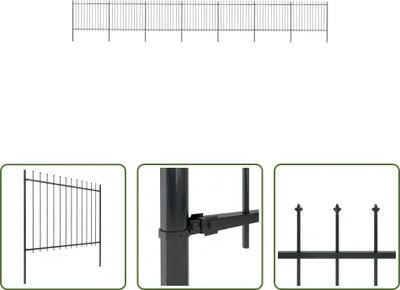 Produktbild von The Living Store Gartenzaun mit Speerspitzen Stahl 11,9 x 1,5 m Schwarz