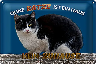 Produktbild von Blechschild Spruch 30x20cm Ohne Katze kein Zuhause