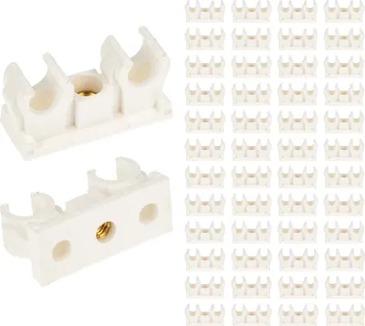 Produktbild von tecuro Doppel - Rohrclip Set 20/22 mm - 50 Stück - Kunststoff weiß, mit Messing - Gewindebuchse M6