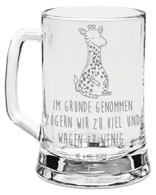 Produktbild von Mr. & Mrs. Panda Bierhumpen Giraffe Zufrieden - Transparent - Geschenk, Krug, Glück, Seidel, Abenteuer, Afrika, Bierkrug Mit Gravur, Humpen, Glas, Bierseidel