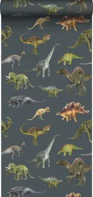 Zdjęcie produktu dla Sanders & Sanders Tapeta dinozaury ciemnoniebieskimIzielonym 50 x 900 cm