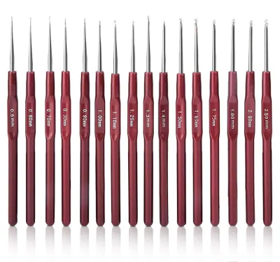 Productafbeelding van Hakennaalden set - 16-delig met ergonomische punt - geschikt voor garen en draad - van 0,5 mm tot 2,5 mm