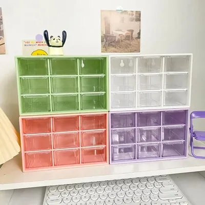Produktbild von Aufbewahrungsbox 9-Fächer Schreibtisch-Organizer transparent stapelbar
